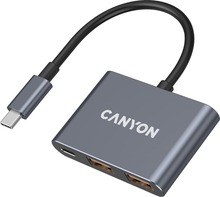 USB jagaja Canyon DS-3 3in1 USB-C, tumehall
