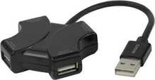 USB jagaja Deltaco UH-737, 4x USB-A, must