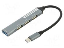 USB jagaja Gembird UHB-CM-U3P1U2P3-03 USB-C, 4 porti, hõbedane