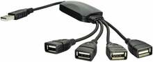 USB jagaja Akyga AK-AD-13, 4 pordiga, must