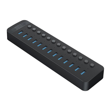 USB jagaja Orico CT2U3-13AB, 13x USB-A 3.0, must, lülititega