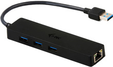 USB jagaja I-TEC USB 3.0 Metal HUB 3 Port koos Gigabit Ethernet adapteriga, must