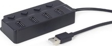 USB jagaja Gembird UHB-U2P4P-01, 4 porti, must