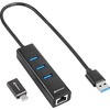 USB jagaja Sharkoon 3-Port USB 3.2 Gen 1 Alu Hub + RJ45 Ethernet, must