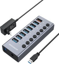 USB jagaja Graugear G-HUB71-A, 7x USB 3.0 + 1x laadimisport