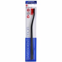 Hambahari Swissdent Profi Colours, medium, must/punane, 1 tk