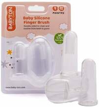 Hambaharjade komplekt BabyOno Baby Silicone Finger Brush, 4-12 kuud, 2 tk, läbipaistev
