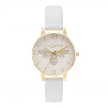 Käekell Olivia Burton OB16FB24, 30 mm, valge, roosa nahast rihm