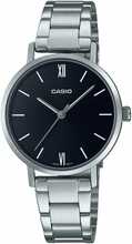 Naiste kell Casio LTP-VT02D-1A, must sihverplaat, hõbedane rihm