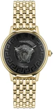 Versace V-Circle VE6F00523, 38 mm, must, nahast rihm