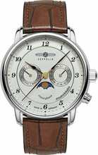 Meeste käekell Zeppelin Friedrichshafen 8536-1 Captains Line Moon Phase, 40 mm, valge
