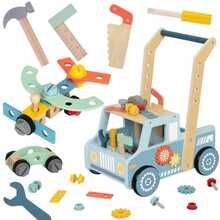Puidust lükatav auto Tooky Toy Mini STEM töökoda