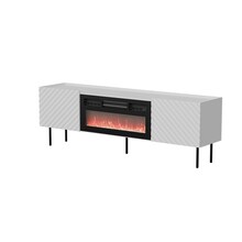 TV-alus Cama Meble LUCCA, 180x40x59 cm, valge + must kamin