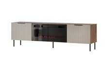 TV-alus Cama Meble Almera, 180,5x42x52,5 cm, pähkel/kašmiir, must kamin