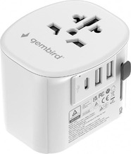 Universaalne reisiadapter Gembird TPA-EU2A1C15-01-W, 15W, valge