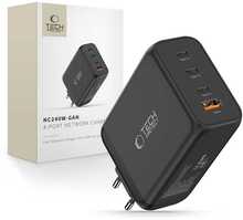 Võrgulaadija Tech-Protect NC240W-GAN, 4 porti, 240W, PD, QC3.0, must