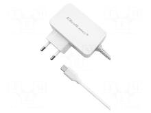 Sülearvuti laadija Qoltec 51039, 65W, 5-20.3V, 2-3.25A, USB Type-C PD, valge