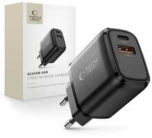 Seinalaadija Tech-Protect NCA45W-GAN, 45W, USB-A, USB-C, must