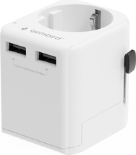 Toiteadapter Gembird TPA-EU2A12-01-W, universaalne reisiadapter, 12W, valge