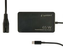 Sülearvuti laadija Gembird NPA-AC-PDQC65-01, 65W, Power Delivery, GaN, USB-C