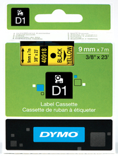 Märgistusteip Dymo D1, 9mm x 7m, must kollasel taustal