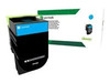 Toonerikassett Lexmark 80C2SC0, tsüaan