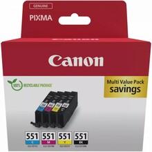 Tindikassettide komplekt Canon CLI-551, 6509B015, must, tsüaan, magenta, kollane