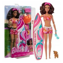Nukk Barbie surfilaud ja kutsikas, poseeritav, brünett