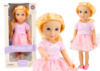 Nukk Lean Toys roosa kleidi ja pikkade heledate juustega