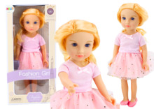Nukk Lean Toys roosa kleidi ja pikkade heledate juustega