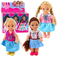 Mini nukk Kaibibi Girl, 12 cm, pikkade juustega ja värvilise kleidiga