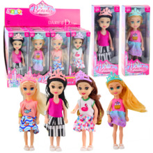 Nukk Lean Toys Mini printsess, 14 cm, krooniga ja värvilise kleidiga