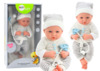 Beebinukk Lean Toys, aksessuaaridega, valge-halli triibulise riietusega