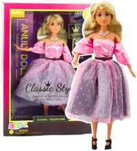 Nukk Lean Toys Anlily, heledaroosa, täpilise kleidiga, liigutatavate jäsemetega