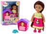 Nukk Lean Toys Mini Doll, pikkade juustega, värviline kleit, koeraga