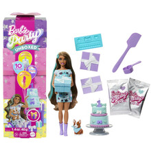 Üllatuskomplekt Barbie Party Unboxed Reveal, JFG72, tumejuukseline nukk
