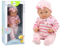 Beebinukk Lean Toys, roosa triibulise kampsuniga