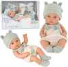 Beebinukk Lean Toys, 18 cm, valge body ja hallide detailidega