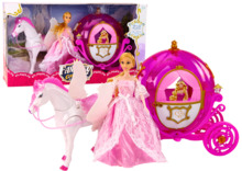 Nukukomplekt vanker hobuse ja printsessiga Lean Toys, roosa