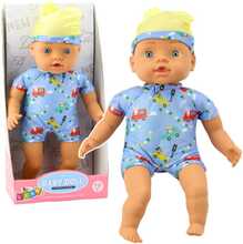 Beebinukk Lean Toys, 31 cm, sinine mustriga, müts kõrvadega