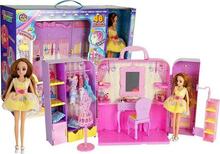 Nuku mängukomplekt Lean Toys, garderoob valguse ja peegliga, roosa