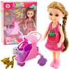 Mini nukk Lean Toys tarvikutega, 14 cm, roosa, kassipoja vanker