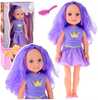 Nukk Lean Toys, lillakas kleit ja soeng, 38 cm