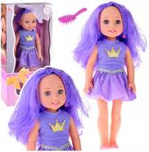 Nukk Lean Toys, lillakas kleit ja soeng, 38 cm
