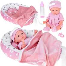 Nukk Jokomisiada Newborn ZA5855, voodiga, roosa kostüüm