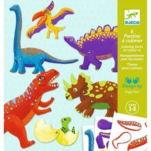 Käsitöökomplekt Djeco hüpiknukud Dinosaurused DJ09680, 6 tk