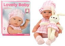 Beebinukk Lean Toys, aksessuaaridega, roosa ruuduline riietus