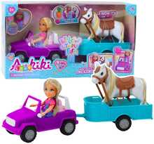 Nuku komplekt Lean Toys Ankiki muudetava autoga, haagise ja hobusega
