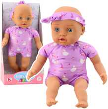 Beebinukk Lean Toys, 31 cm, lillade riietega ja peapaelaga
