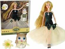 Nukk Lean Toys Emily kassipojaga, pikakarvaline, lilledega